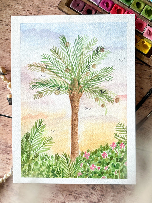 Aquarelle Originale : Le palmier