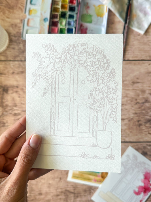 Carte à peindre : Porte fleurie