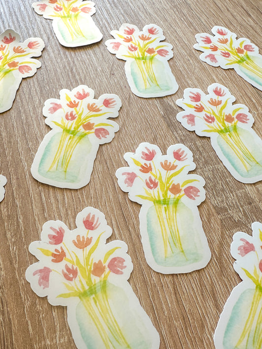 Sticker bouquet en pot