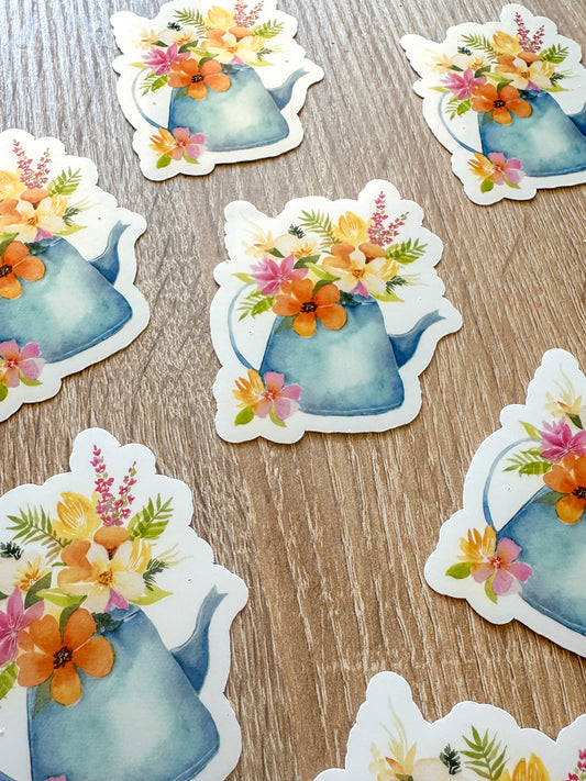Sticker arrosoir fleuris