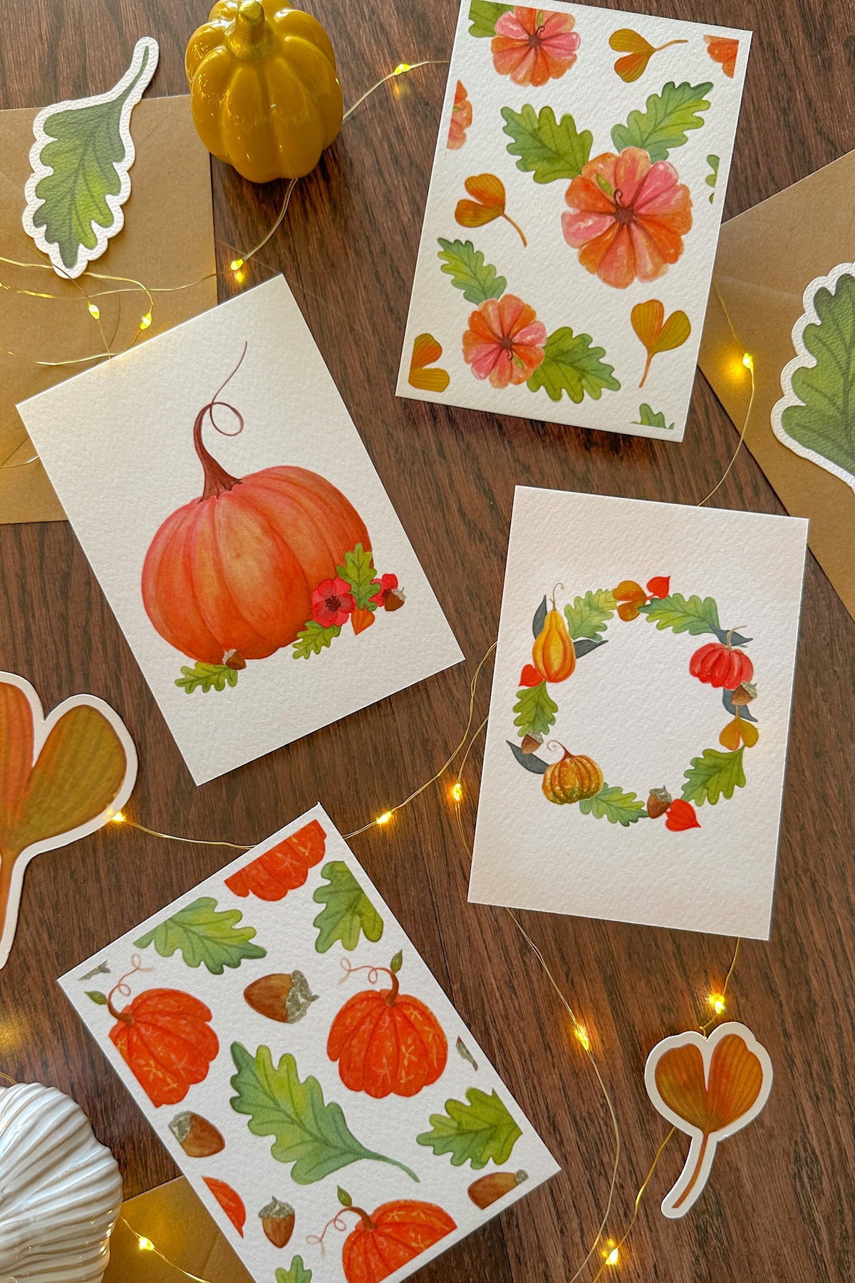 Lot de Cartes "Citrouilles d'Automne"