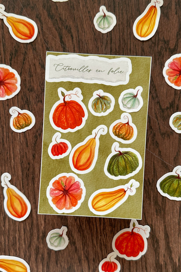 Planche de Stickers Citrouilles en folie