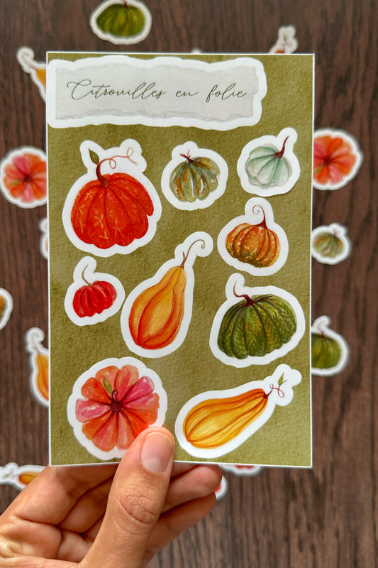 Planche de Stickers Citrouilles en folie