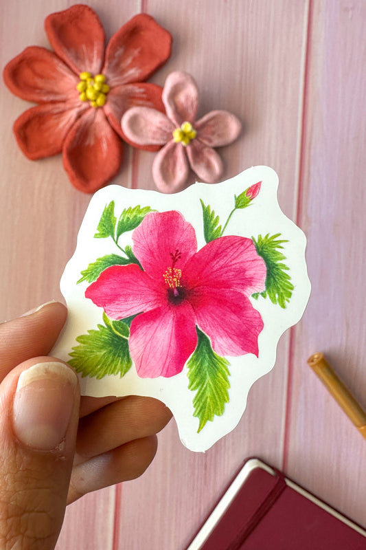 Sticker vinyle transparent Hibiscus