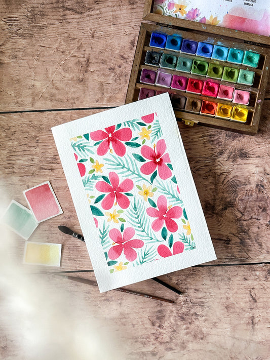 Aquarelle Originale : Hibiscus