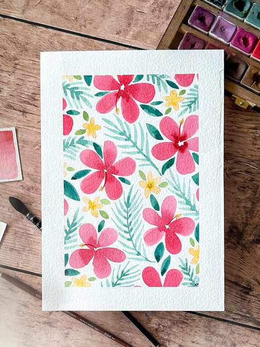 Aquarelle Originale : Hibiscus