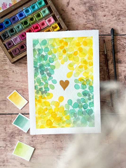 Aquarelle Originale : Coeur d'eucalyptus