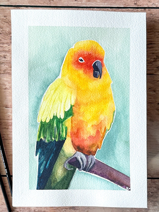 Aquarelle Originale : Perruche