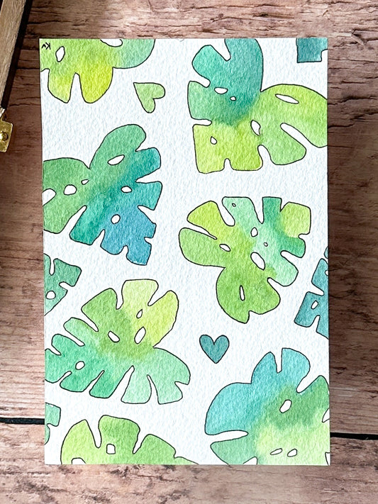 Aquarelle Originale : Jungle de monsteras