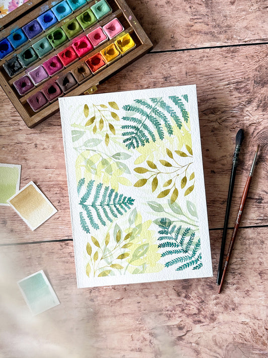 Aquarelle Originale : Feuillages verts