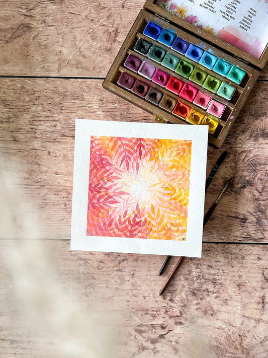Aquarelle Originale : Soleil de feuille