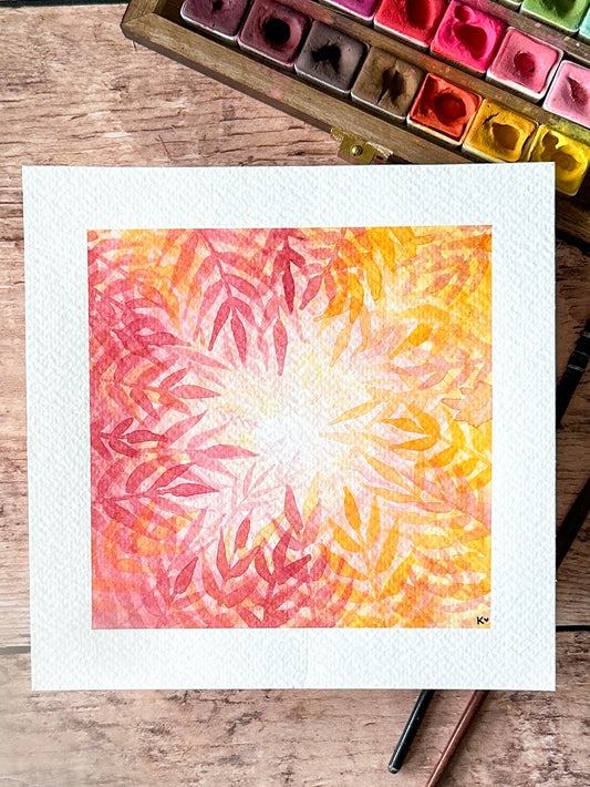 Aquarelle Originale : Soleil de feuille