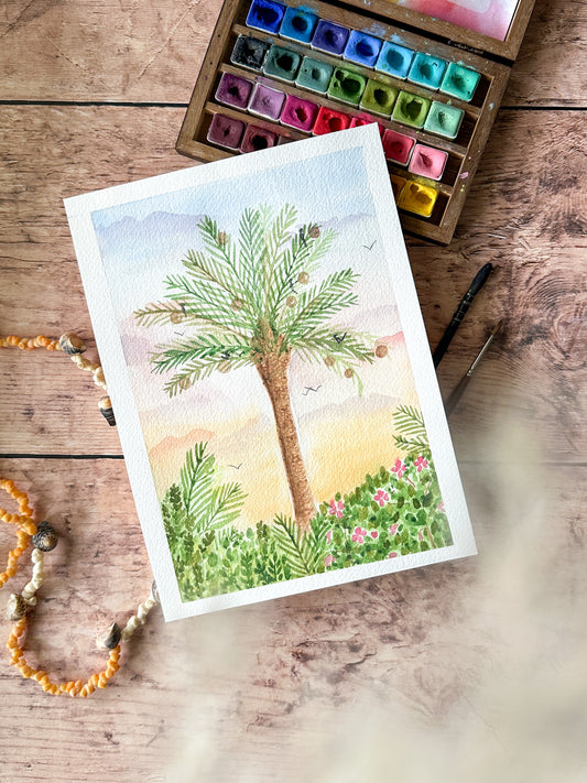 Aquarelle Originale : Le palmier