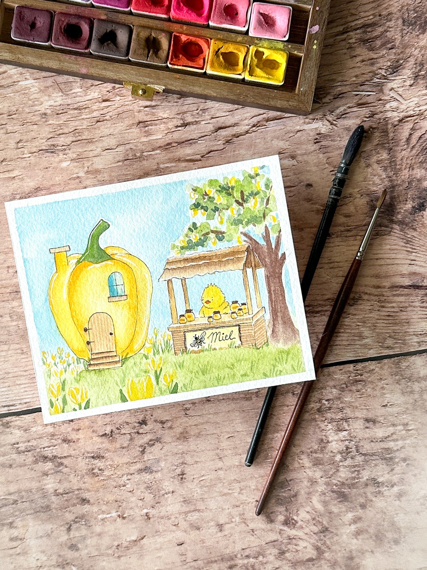 Aquarelle Originale : La maison poivron
