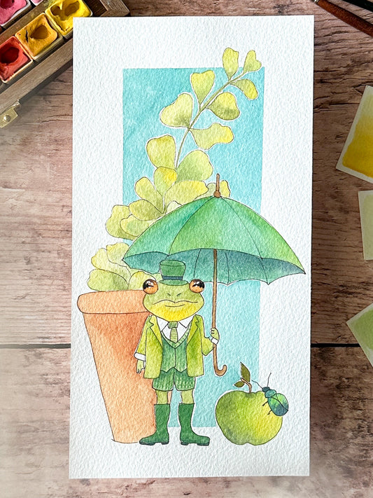 Aquarelle Originale : Monsieur Grenouille