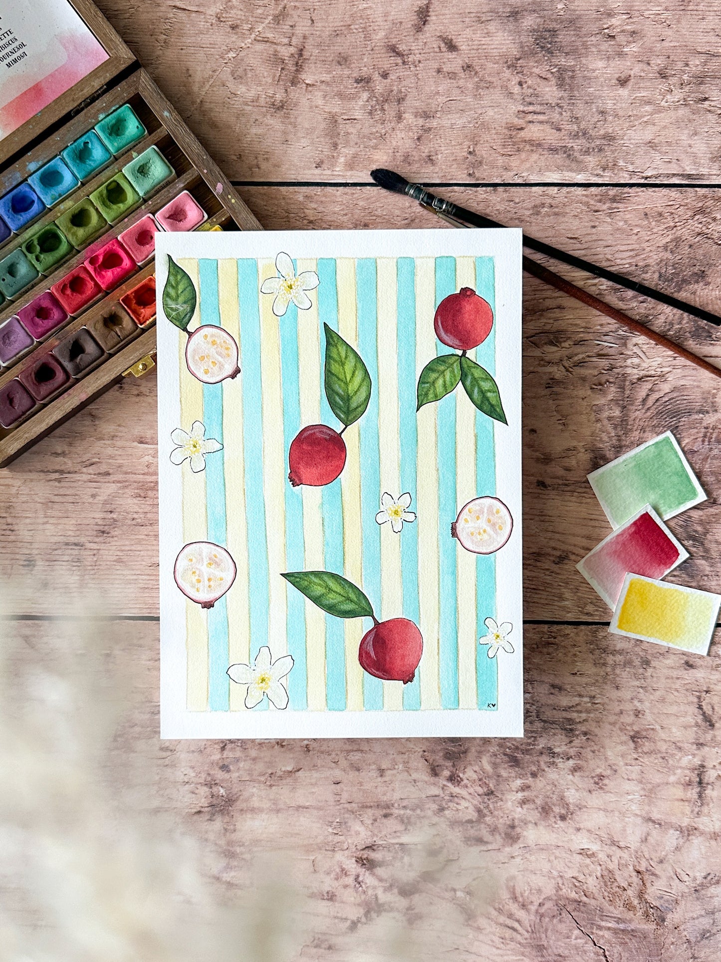 Aquarelle Originale : Délicieuse Cueillette