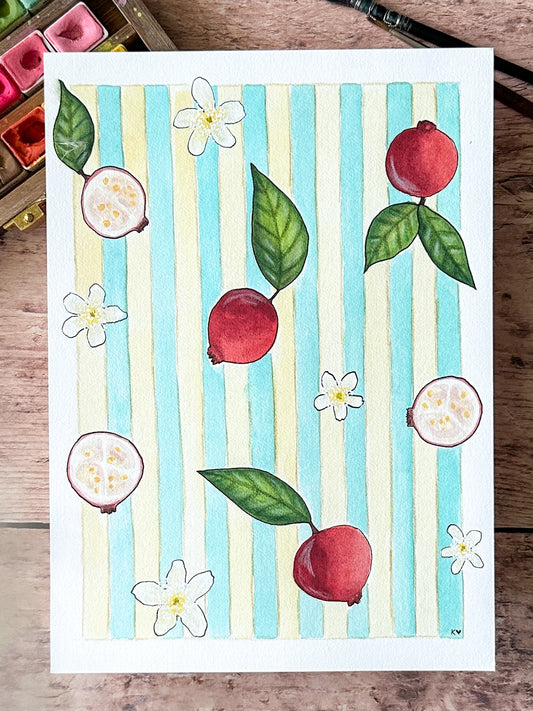 Aquarelle Originale : Délicieuse Cueillette