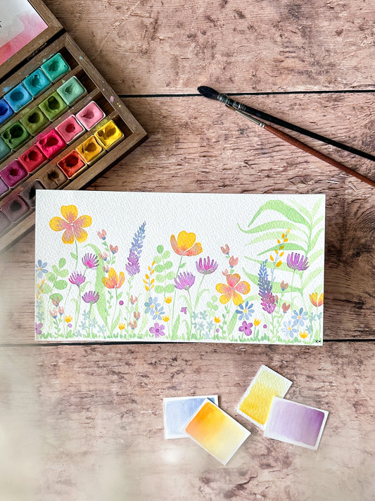 Aquarelle Originale : Bord de chemin