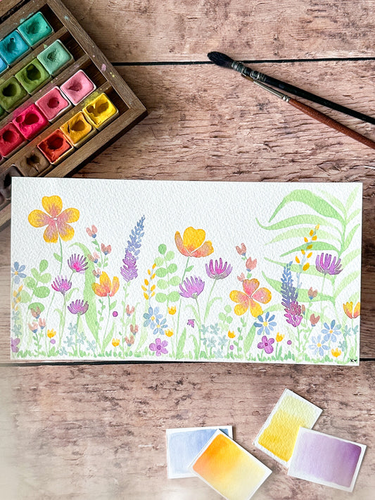 Aquarelle Originale : Bord de chemin