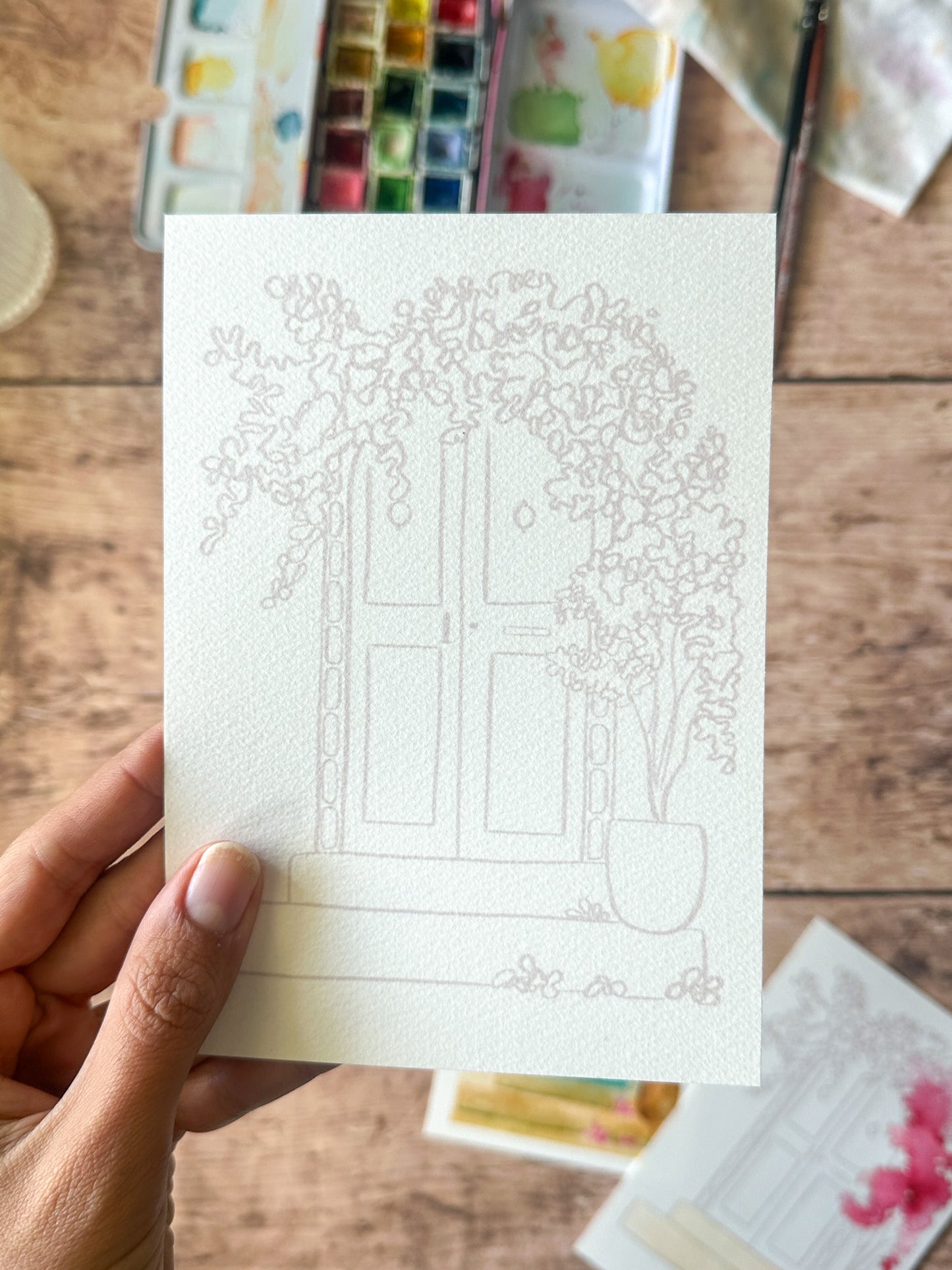 Carte à peindre : Porte fleurie