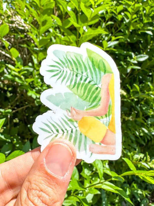 Sticker vinyle yoga tropical
