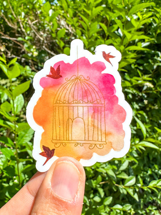 Sticker cage dorée