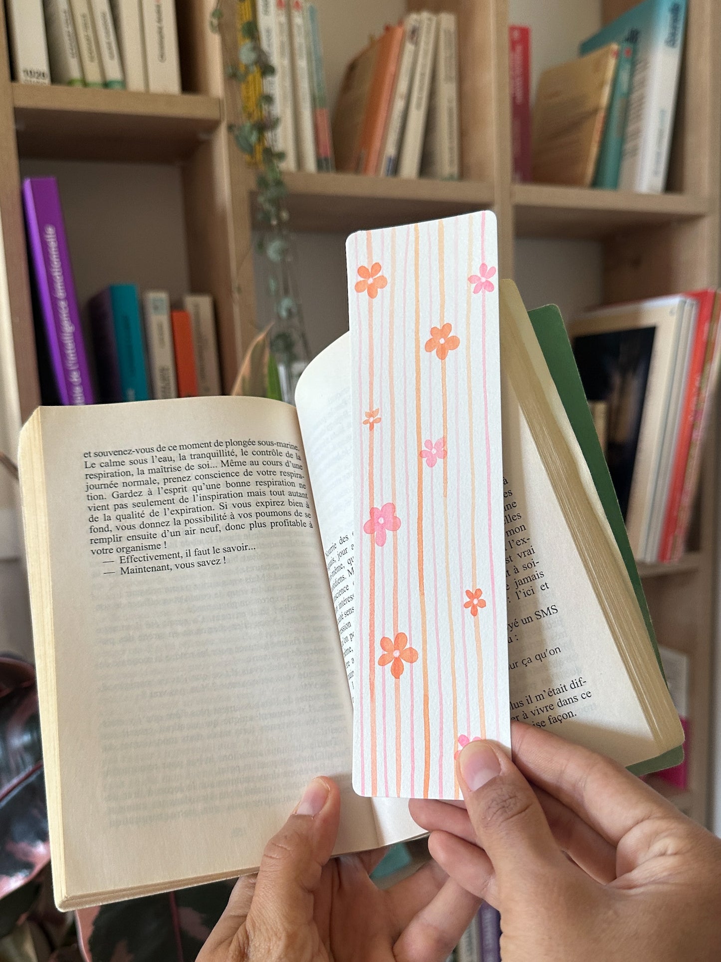 Marque-pages original : Rayé & petites fleurs