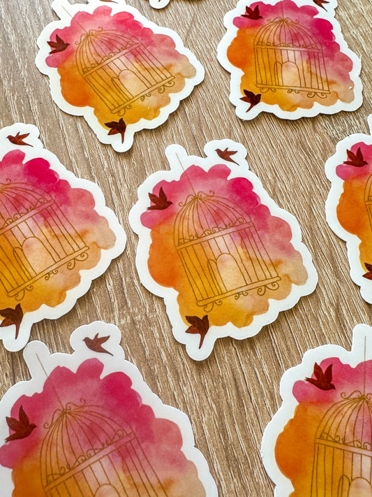 Sticker cage dorée
